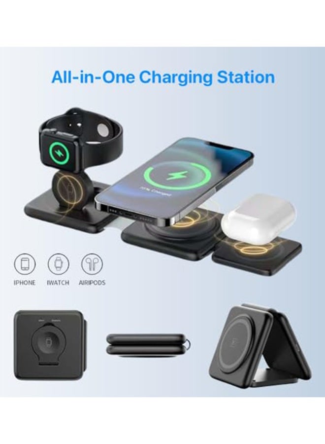 3 in 1 Foldable Wireless Charger, Magsafe Charger Charging Station for Multple Devices,Travel Charger for iPhone16 /15/14/13/12 Series, iWatch, AirPods Pro - Image 3