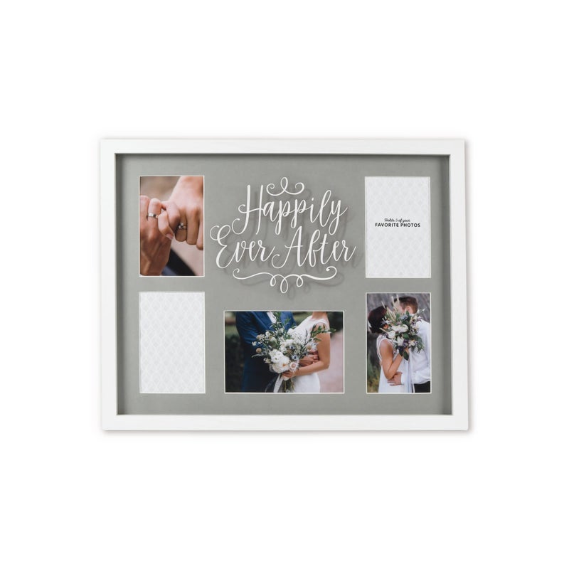 Prinz 5Opening Happily Ever After Collage Picture Frame 24 X 12 Displays Four 4x6 and One 7x5 Photos Grey