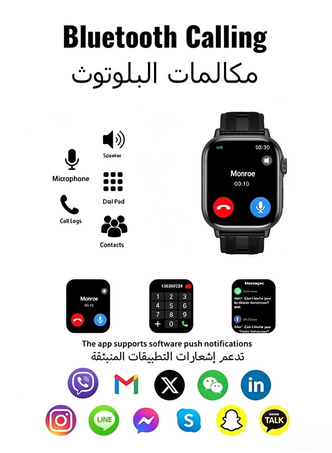 فولينيكس ساعة ذكية رجالي,ساعة أعمال,ساعات ذكية مقاومة للماء، مكالمات بلوتوث، ومتابعة نبضات القلب, لون أسود. - Image 2