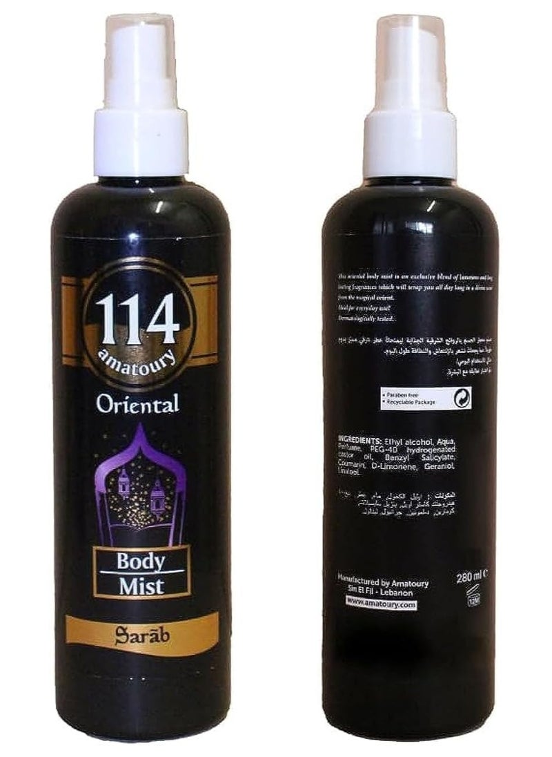 114 Amatoury - 114 Amatoury-Body Mist Sarab - 280ML - Image 1