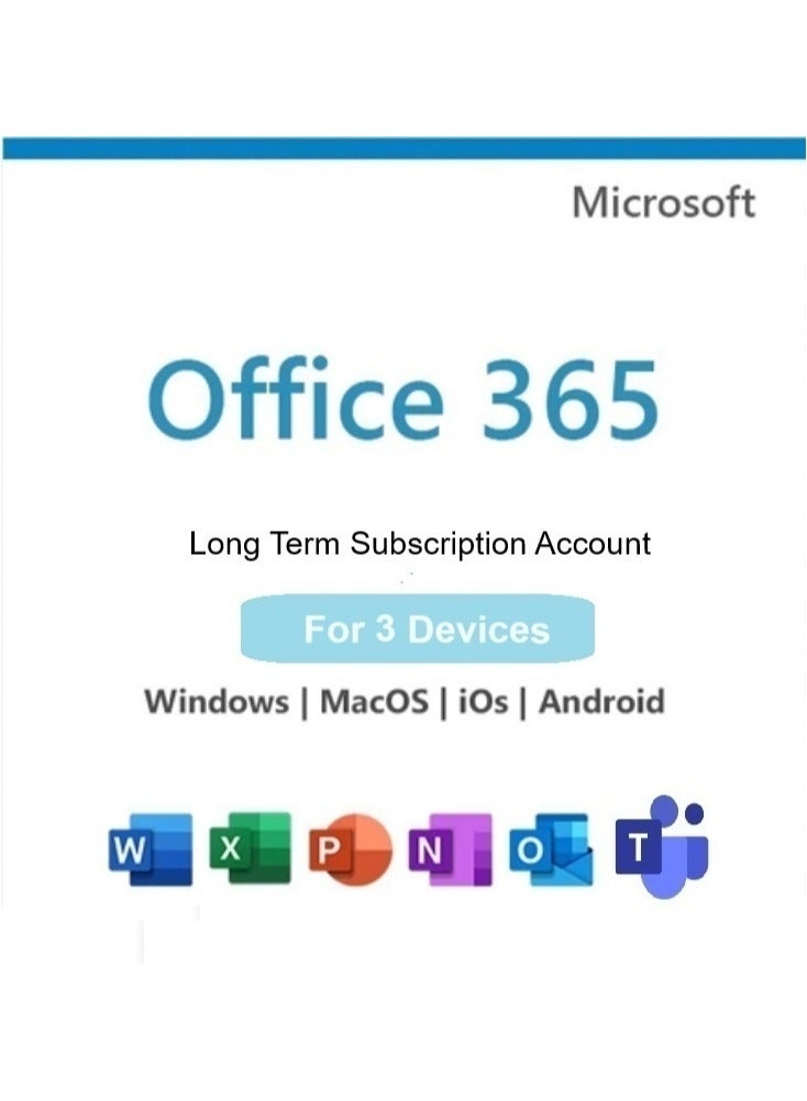 Office 365 Long Term Subscription Account | 3 Devices access For Mac | Windows | Mobile With OneDrive