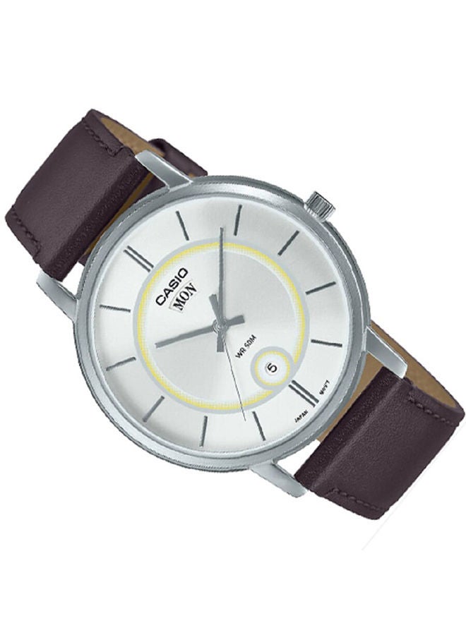 CASIO Men Watch Analog White Dial Genuine Leather Band MTP-B120L-7AVDF - Image 2