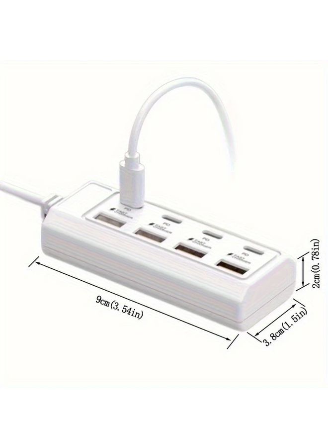 White 8 In 1 USB Hub 4 Ports With 25W PD Fast Charging For Laptop Tablet Phone - Image 2