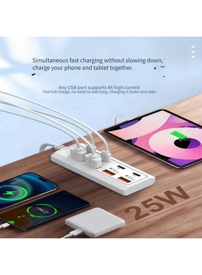 White 8 In 1 USB Hub 4 Ports With 25W PD Fast Charging For Laptop Tablet Phone - Image 3