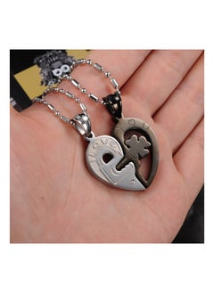 SYOSI Stainless Steel His and Her Heart Lock Key Matching Puzzle Couples Pendant Necklace for Lovers Engagement Gift  - Image 4