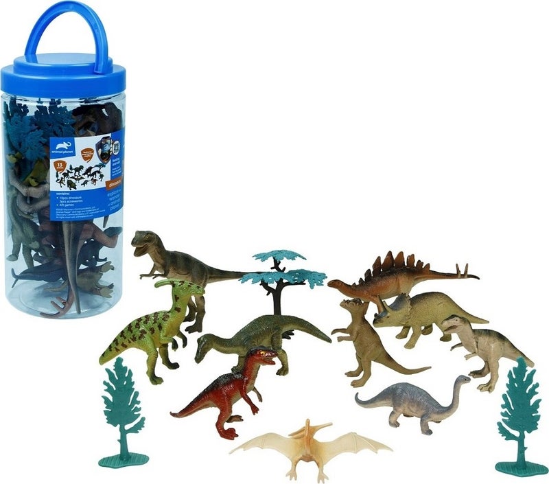 13 Piece Dinosaur Set in a Bucket Toy Plastic Dinosaurs D6404
