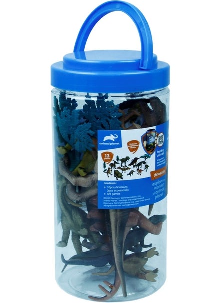 Vardem 13 Piece Dinosaur Set in a Bucket Toy Plastic Dinosaurs D6404  - Image 2