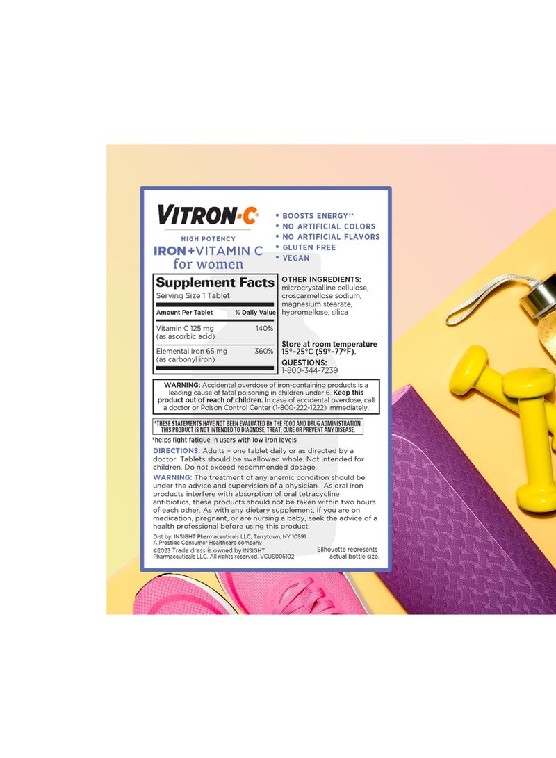 Vitron-C Iron Supplement, Immune Support, 125mg Vitamin C, 60 Count, - Image 3