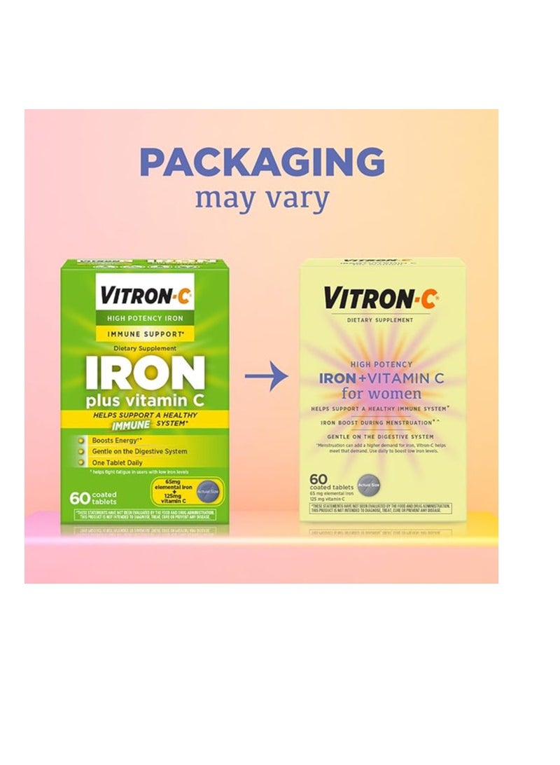 Vitron-C Iron Supplement, Immune Support, 125mg Vitamin C, 60 Count, - Image 2