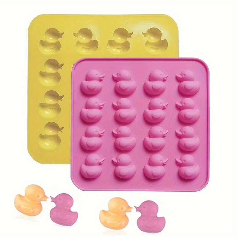 Pink Silicone Duck Mold 16 Cavity Candy Cake Baking Tool For DIY Kitchen - Image 1