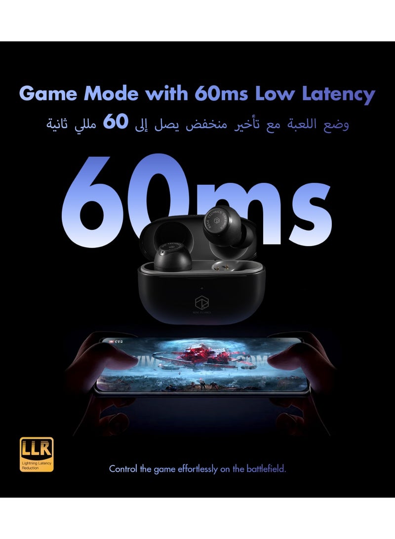ROSESELSA Ceramics Gaming Earbuds, 60ms Low Latency Bluetooth 5.3 Wireless Earphones, AI ENC Dual Mic, 28H Playtime for PUBG, iPhone & Android - Image 2
