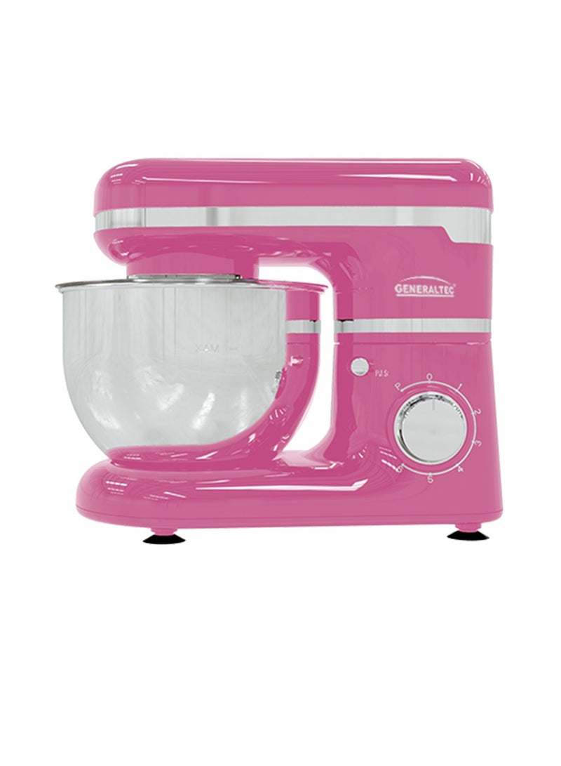 Generaltec 600W 4.5L Stand Mixer | Rotary Switch with 6 Speeds + Pulse | Stainless Steel Bowl | Bowl-Lift Design | Pink Color | Model GMS45 | 1-Year Warranty 600 W GM985P Pink