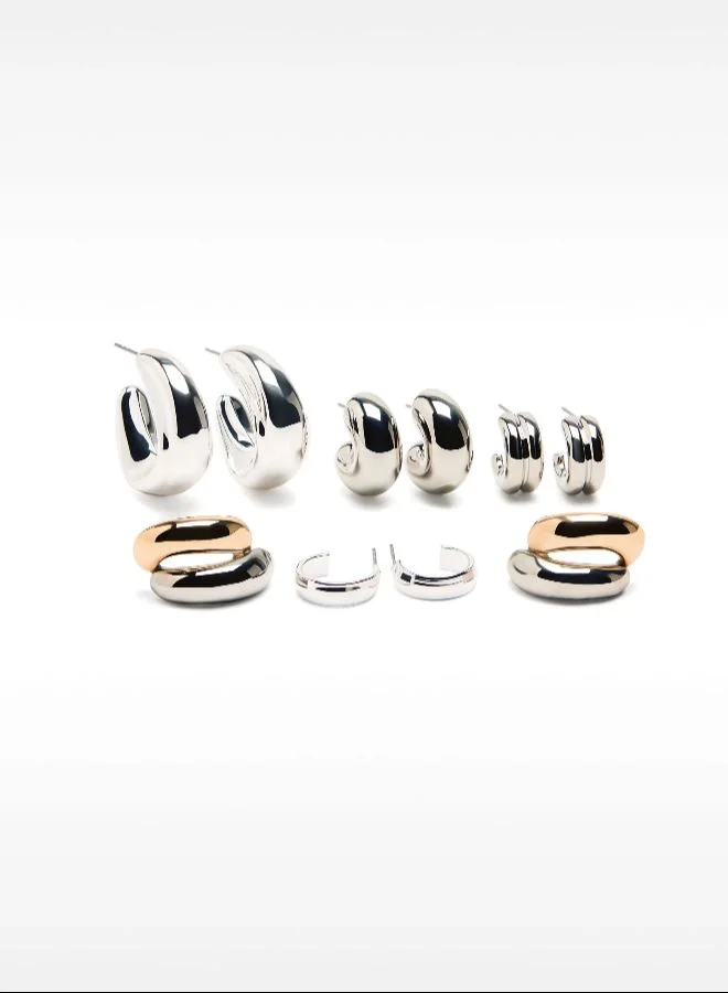 بارفوا مجموعة من أقراط ثنائية اللون مفتوحة هوب