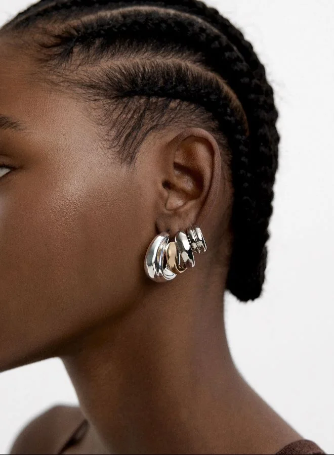 بارفوا مجموعة من أقراط ثنائية اللون مفتوحة هوب