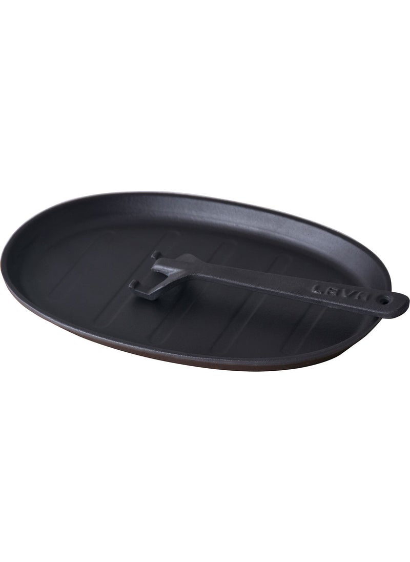 Lava Cast Oval Fajita Plate Size 18X28CM. (External Pan Holder Not Included.) 