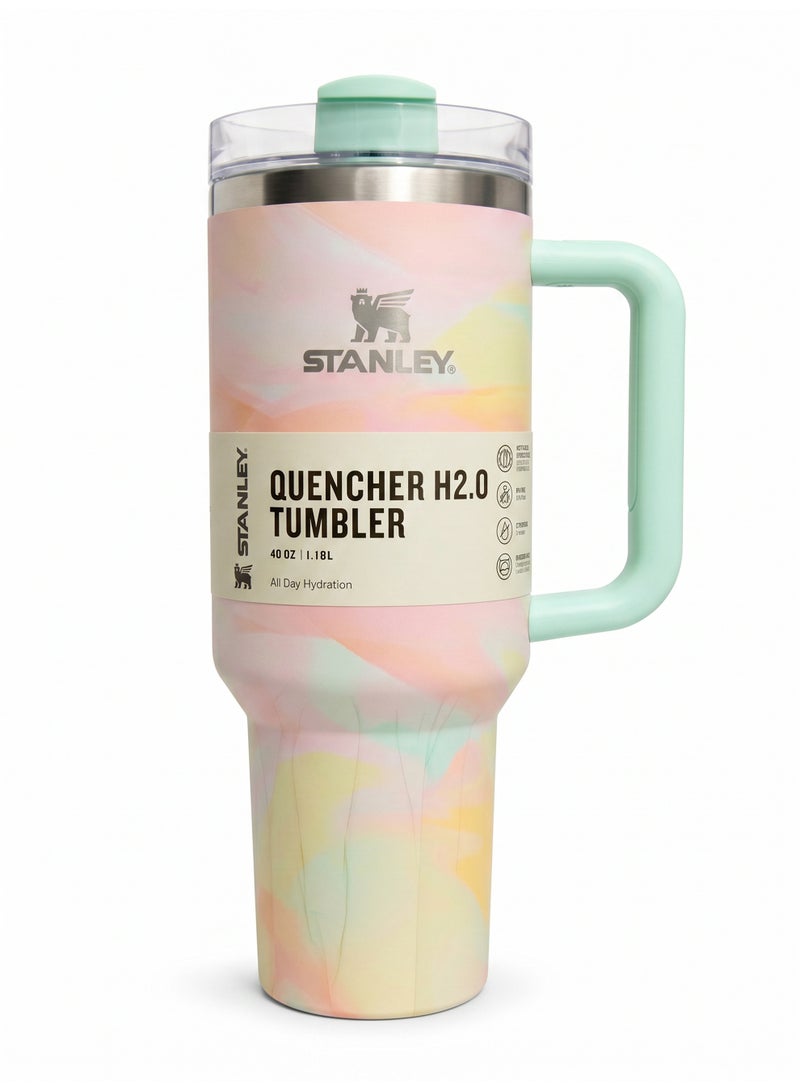 Stanley Quencher H2.0 FlowState Stainless Steel Vacuum Insulated Tumbler with Lid and Straw for Water, Iced Tea or Coffee, Smoothie and More, 40 oz, Warm Serene Brushstrokes - Image 1