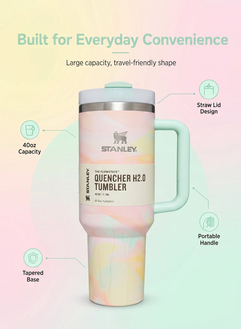 Stanley Quencher H2.0 FlowState Stainless Steel Vacuum Insulated Tumbler with Lid and Straw for Water, Iced Tea or Coffee, Smoothie and More, 40 oz, Warm Serene Brushstrokes - Image 4