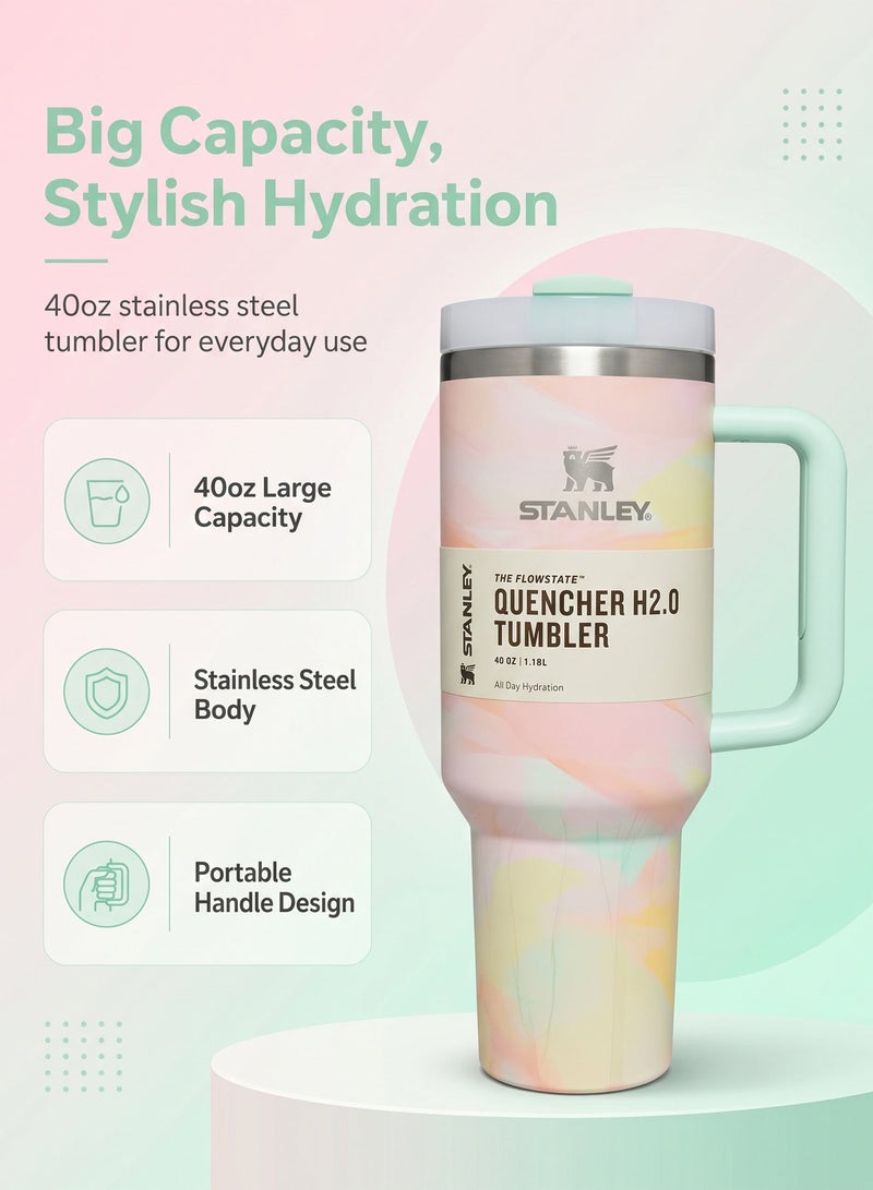Stanley Quencher H2.0 FlowState Stainless Steel Vacuum Insulated Tumbler with Lid and Straw for Water, Iced Tea or Coffee, Smoothie and More, 40 oz, Warm Serene Brushstrokes - Image 5