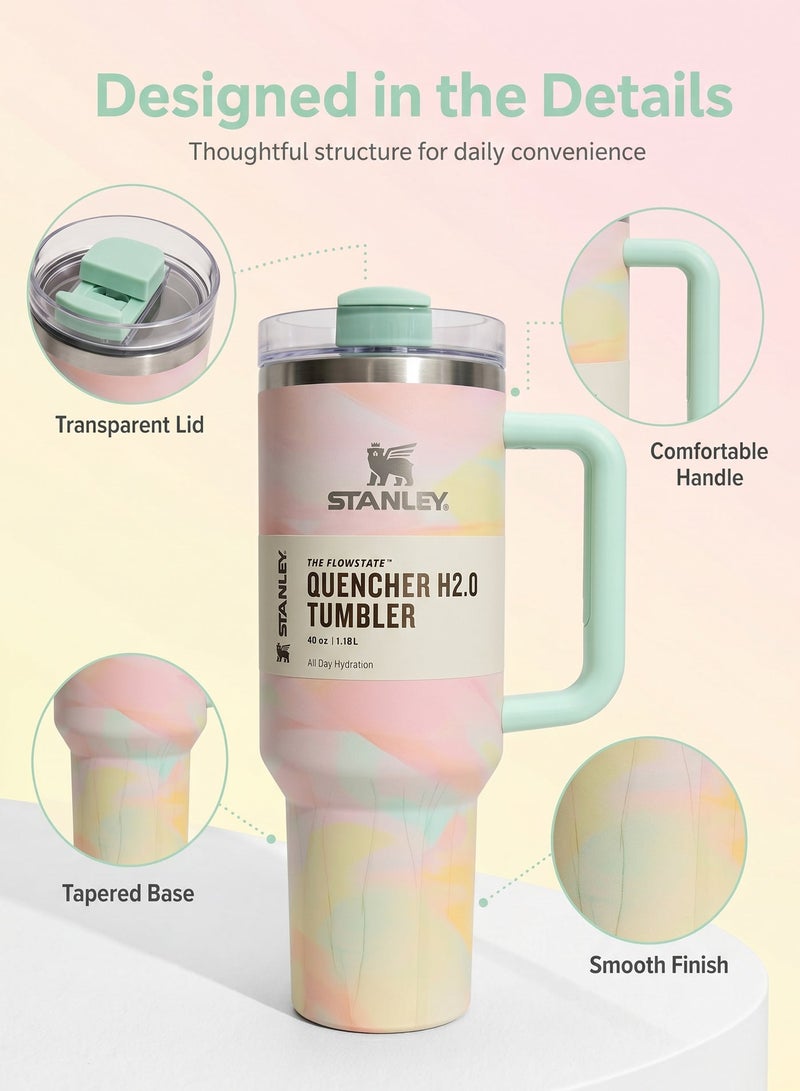 Stanley Quencher H2.0 FlowState Stainless Steel Vacuum Insulated Tumbler with Lid and Straw for Water, Iced Tea or Coffee, Smoothie and More, 40 oz, Warm Serene Brushstrokes - Image 3
