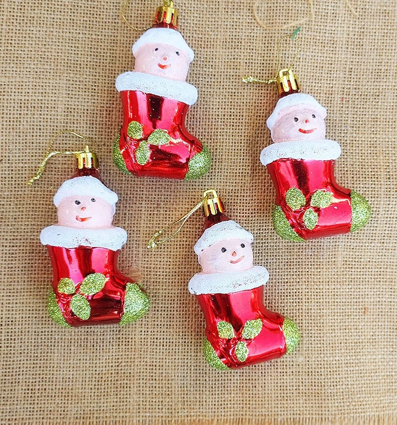 Partunay Partunay Set of 4 Pcs Santa Clause Shoes Christmas Tree Xmas Tree Decoration Hanging Ornaments Christmas Decoration Items Christmas Xmas Tree Decor - Image 2