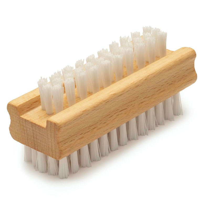 KONEX Konex Non-Slip Wooden Two-sided Hand and Nail Brush. Fingernail Brush for Nail Cleaning and Scrubbing. Heavy duty Stiff Nail Brush for Travel. Mechanic hand scrub brush with molded grip.