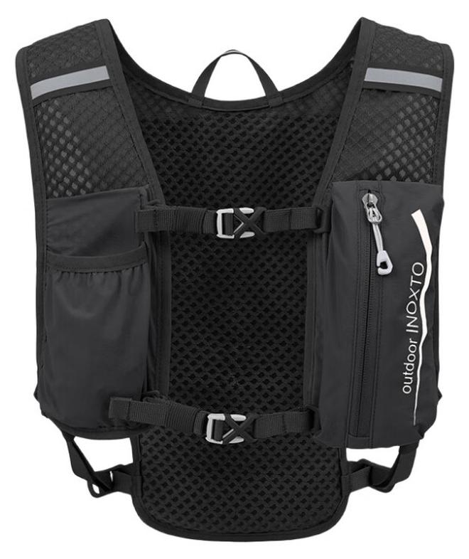 INOXTO Lightweight Breathable Quick-Dry 5L Running Backpack With Hydration Bladder, 591 Black With White + Hydration Bladder - Image 1