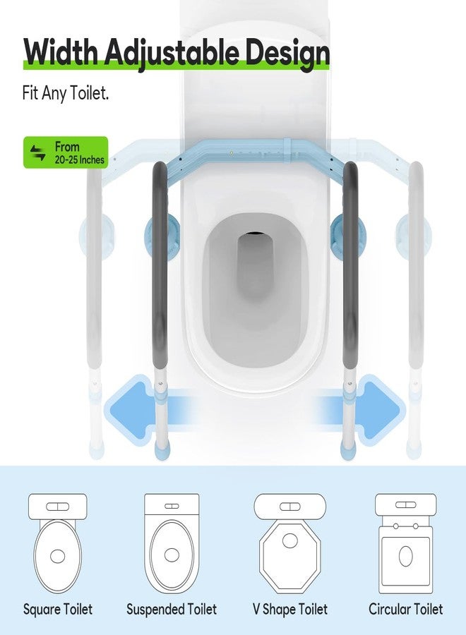 Delog Toilet Safety Rails 300 lb - Adjustable Toilet Safety Frame & Rails, Toilet Safety Rail for Elderly Adults, Toilet Handles for Seniors, Toilet Bars for Elderly & Handicap (Blue) - Image 2