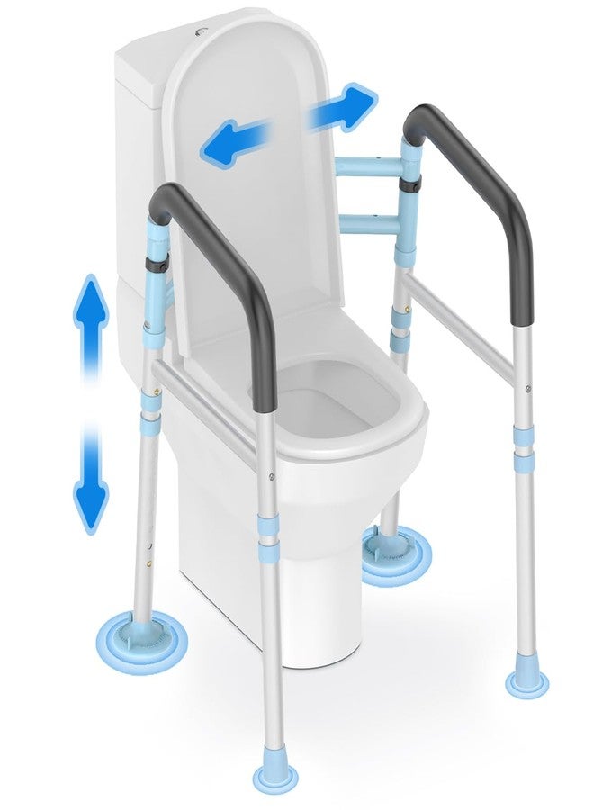 Delog Toilet Safety Rails 300 lb - Adjustable Toilet Safety Frame & Rails, Toilet Safety Rail for Elderly Adults, Toilet Handles for Seniors, Toilet Bars for Elderly & Handicap (Blue) - Image 1