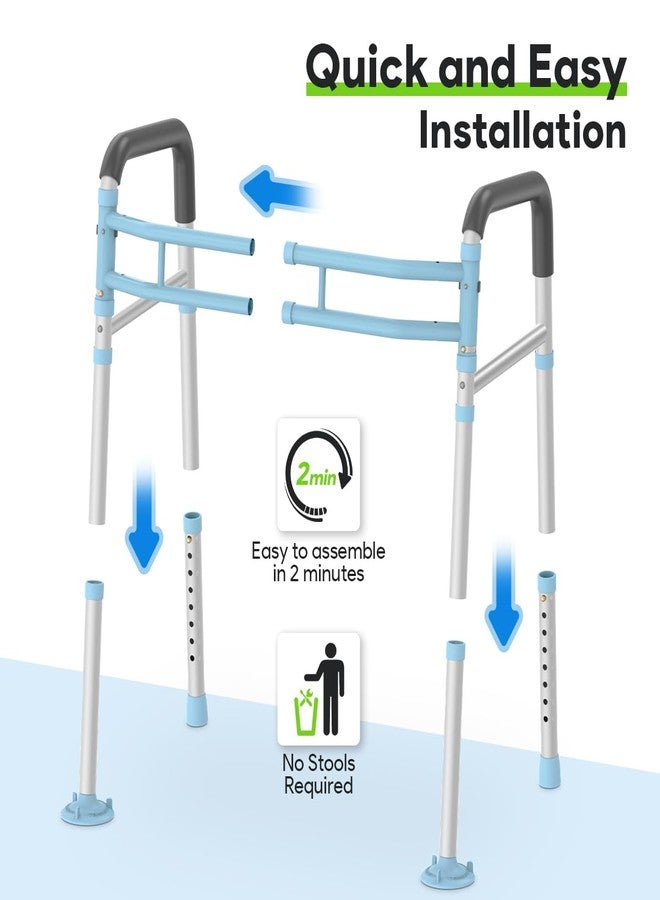 Delog Toilet Safety Rails 300 lb - Adjustable Toilet Safety Frame & Rails, Toilet Safety Rail for Elderly Adults, Toilet Handles for Seniors, Toilet Bars for Elderly & Handicap (Blue) - Image 3