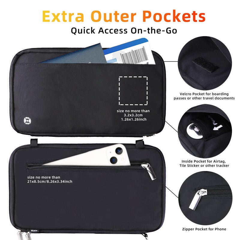 WALNEW Family Passport Holder & Travel Wallet, RFID Blocking Family Passport Wallet Travel Document Organize Zipper Case for Women Men - Image 5
