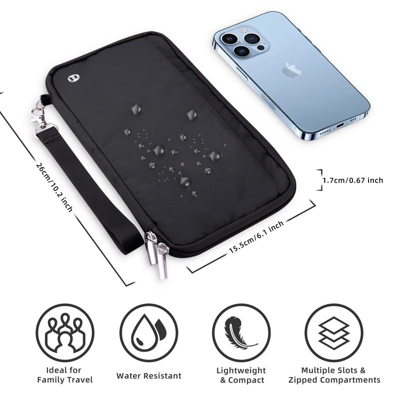 WALNEW Family Passport Holder & Travel Wallet, RFID Blocking Family Passport Wallet Travel Document Organize Zipper Case for Women Men - Image 2