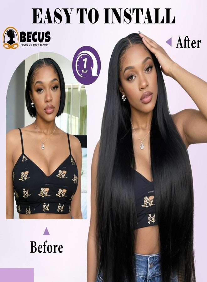 BECUS Extra Long Wig 40 Inch Long Black Wig for Women, Straight Glueless Wigs with Side or Center Part,No Headband Natural Look Hair for Cosplay, Daily Wear, Party(40''-Black) - Image 2