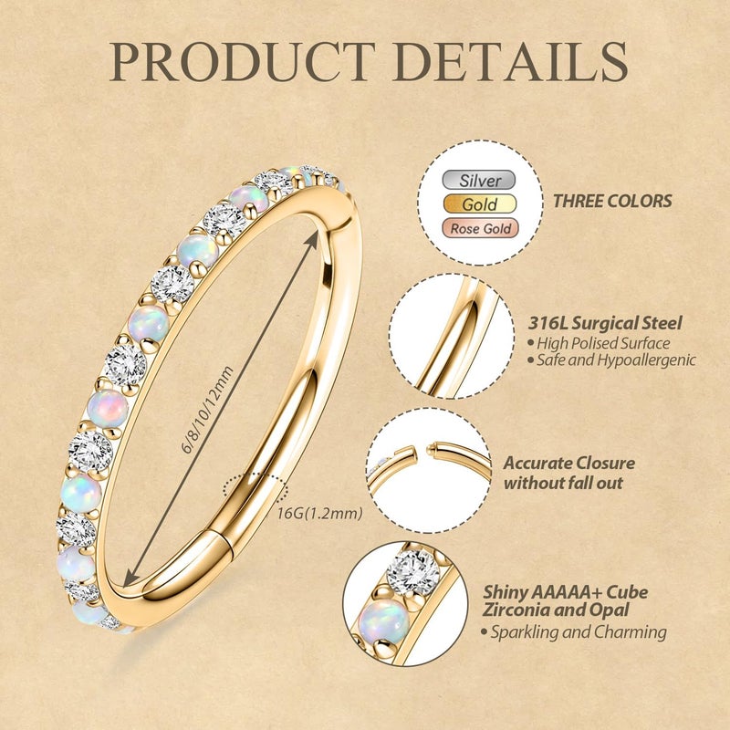 FUNLMO Store 20G 18G 16G 12G Nose Ring Hoop Conch Rook Daith Helix Tragus Piercing Jewelry 316L Surgical Steel Cartilage Earring Conch Hoop Earring Septum Jewelry Belly Lip Ring 5mm to 14mm - Image 2