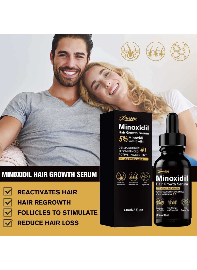 LUNOON Hair Growth Essence Minoxidil 5%, Anti Hair Loss & Hair Growth Nourishing Solution 60ml - Image 3