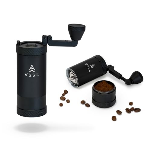 VSSL VSSL Java Manual Coffee Grinder 20 Gram Capacity Stainless Steel Burr 50 Settings Black 