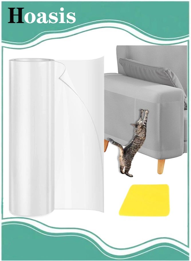 Hoasis Cat Scratch Sticky Paws Tape, 30cm*3m Cat Furniture Protector Tape, Transparent Free Cutting Anti Scratch Furniture Protector, for Carpet, Sofa, Couch, Door, etc - Image 1
