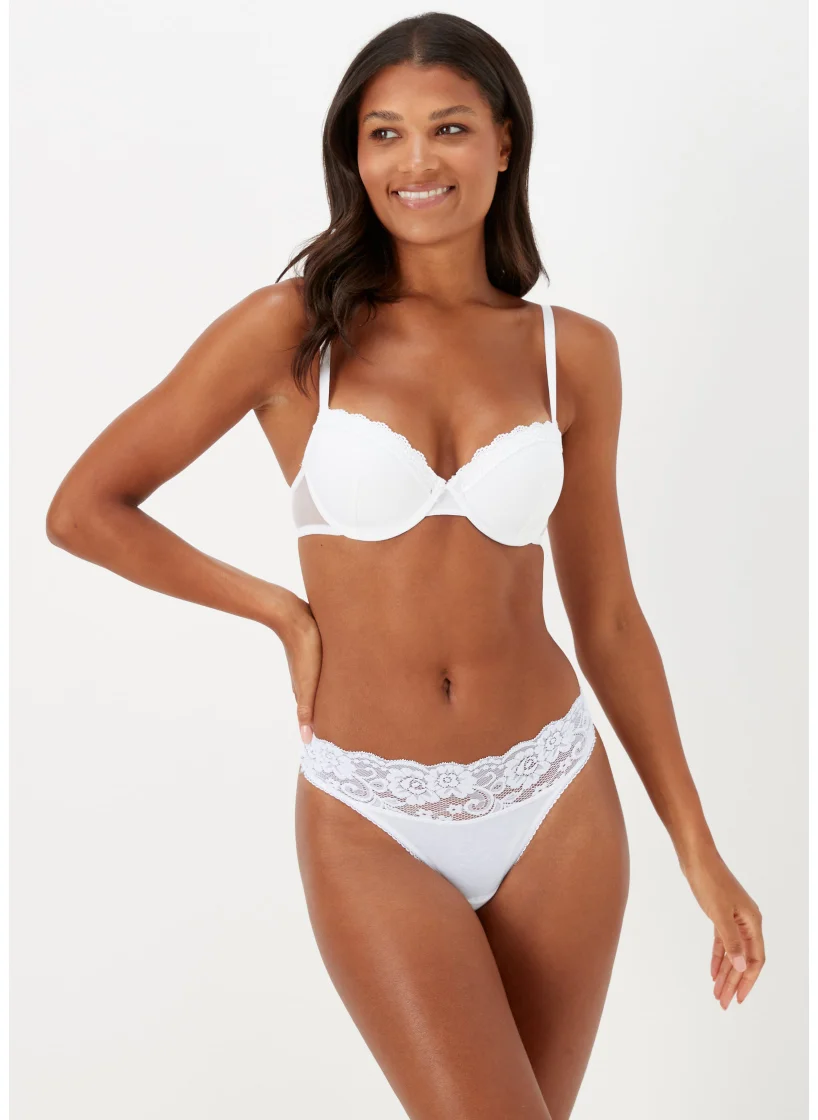 Matalan 4 Pack Lace Trim Thongs