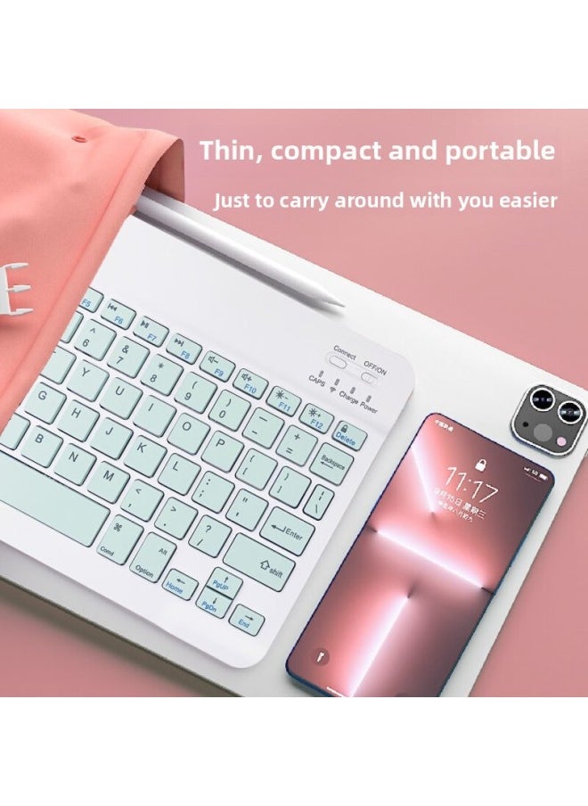 Generic - Wireless Bluetooth Keyboard Mouse Suit Apple Android Phone Tablet Laptop External Little Girl Keyboard-Color:Dark Green-Product Type:Keyboard + Single Mode Supreme Version - Image 1
