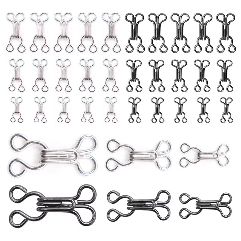 Sewing Hook and Eye Fastenings for Clothes 60 Pairs Metal Bra Hooks and Eyes Fasteners for Sewing Clothing Coat Trouser Closures