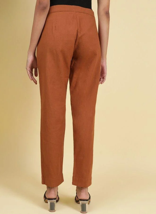 Freehand Freehand Women Brown Tapered Pants with Pleat Detail