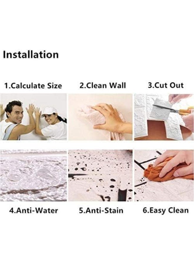 مجموعة ورق حائط 3D بنمط طوب أبيض - 10 قطع ملصقات حائط ديكورية ذاتية اللصق (70×77 سم) - فوم مضاد للماء والصدمات - Image 4