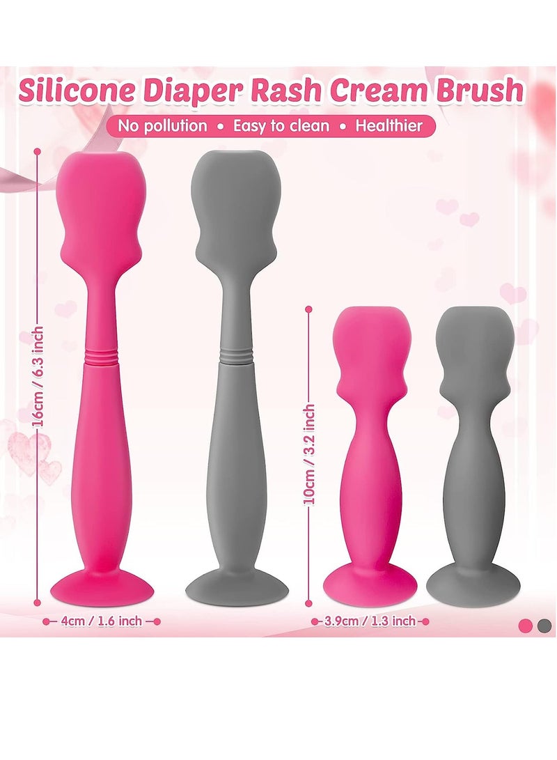 Excefore 4 Pack Baby Diaper Cream Spatula Applicator Soft Silicone Baby Paste Spatula Mini Rash Cream Brush for Baby Newborn (Rose, Gray) - Image 2
