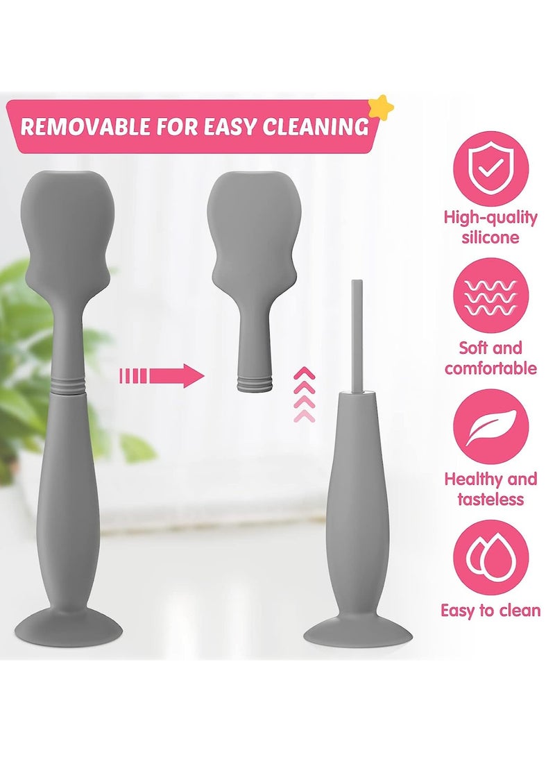 Excefore 4 Pack Baby Diaper Cream Spatula Applicator Soft Silicone Baby Paste Spatula Mini Rash Cream Brush for Baby Newborn (Rose, Gray) - Image 3