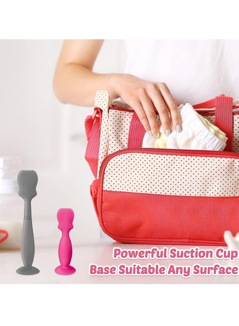 Excefore 4 Pack Baby Diaper Cream Spatula Applicator Soft Silicone Baby Paste Spatula Mini Rash Cream Brush for Baby Newborn (Rose, Gray) - Image 4