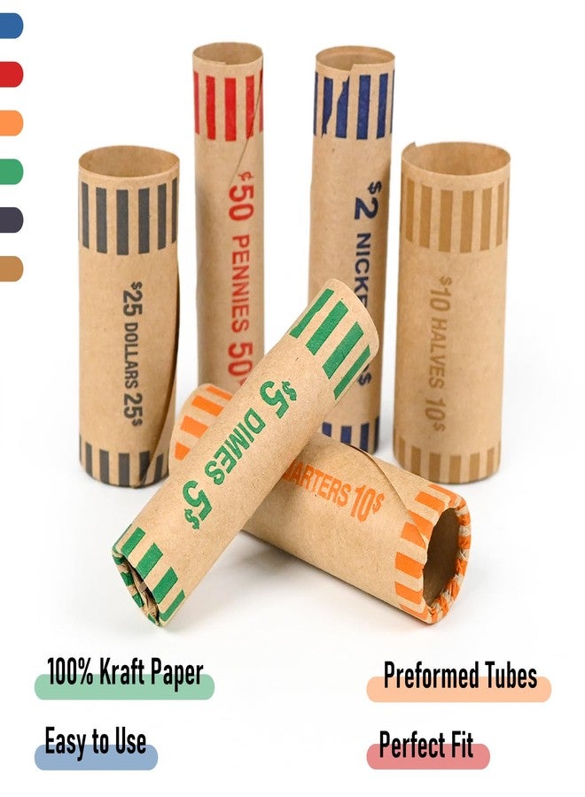 L LIKED Preformed Coin Roll Wrappers (72 Assorted) -12 Quarters, 12 Pennies, 12 Nickels 12 Dimes, 12 Dollars and 12 Halves (72 pcs) - Image 4
