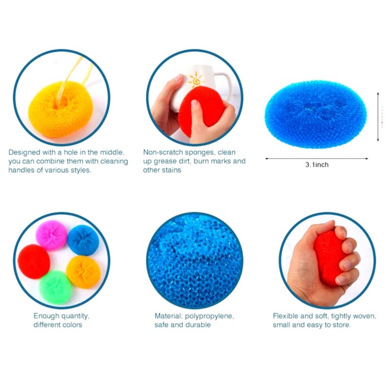 R flame Nylon Bath Scrubber Sponge Pouf Body Scrubber| Bathing Round Loofah For Men And Women| Plastic Juna Loofah/Scrub | Set Of 6 | Multicolour Pack Of 6 Pieces