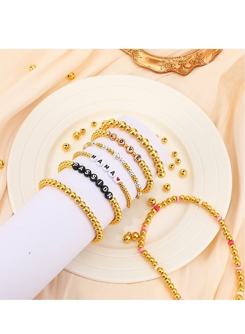 1200Pcs Gold Round Spacer Beads, Seamless Smooth Loose Ball Beads for Stackable Bracelet Jewelry Craft Making, 8 mm, 6 mm, 4 mm (Gold) - Image 5