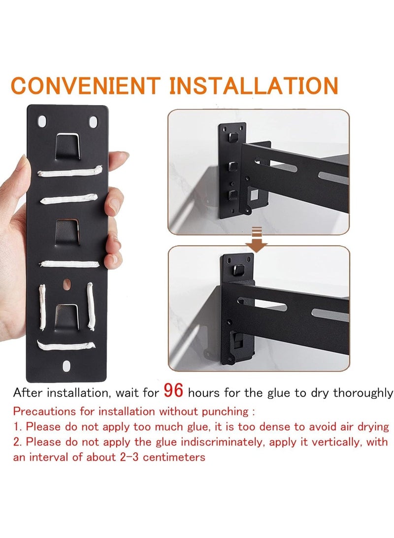 YOUWE7 Telescopic stainless steel wall rack commercial storage rack countertop multifunctional storage rack kitchen seasoning rack suitable for electric oven microwave oven (adjustable 50-80CM) Black - Image 3
