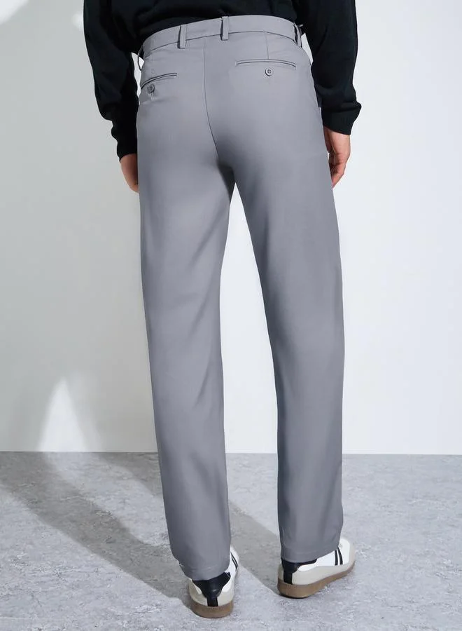 Styli  Grey Solid Regular Fit Trousers for Men | Best Price UAE