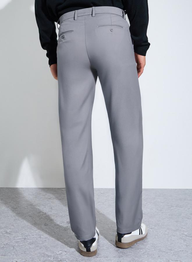 Styli Grey Solid Regular Fit Trousers - Image 4